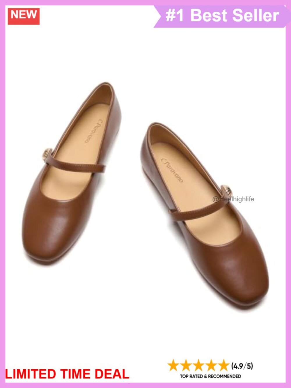 Lambskin Leather Lined Square Toe Mary Jane Flats